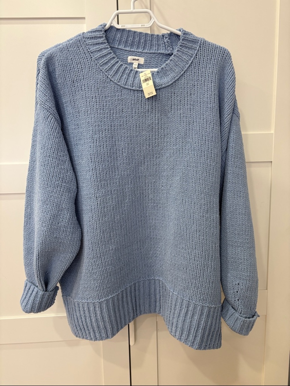 aerie Chunky Crewneck Sweater in Powder Blue